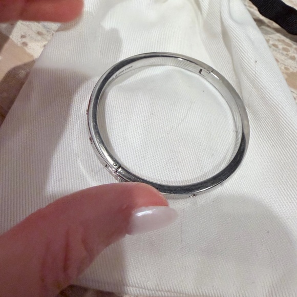 Kate Spade Silver and Crystal Hinged Bangle Bracelet - Picture 6 of 7